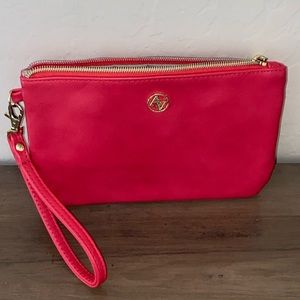 Adrienne Vittadini Pink Leather Wristlet Like New